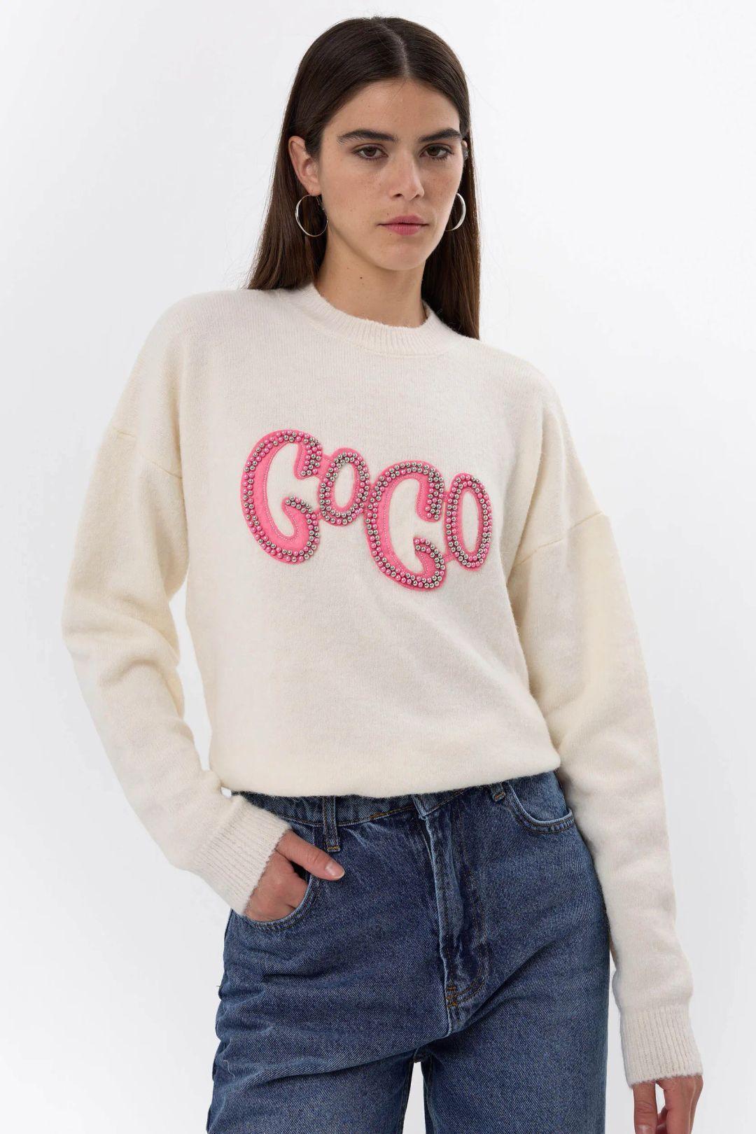 Stone-Embellished Knitted Sweater by HICCUP
