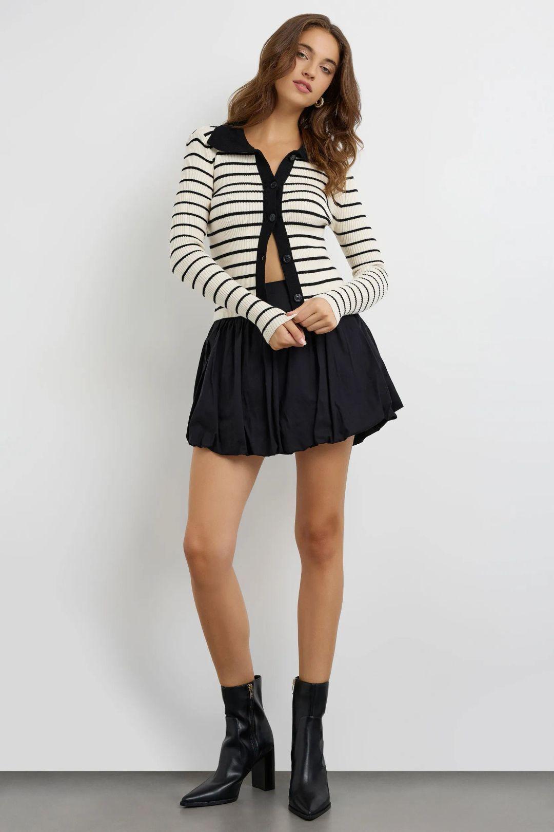 Striped Buttoned Polo-Neck Cardigan by HICCUP