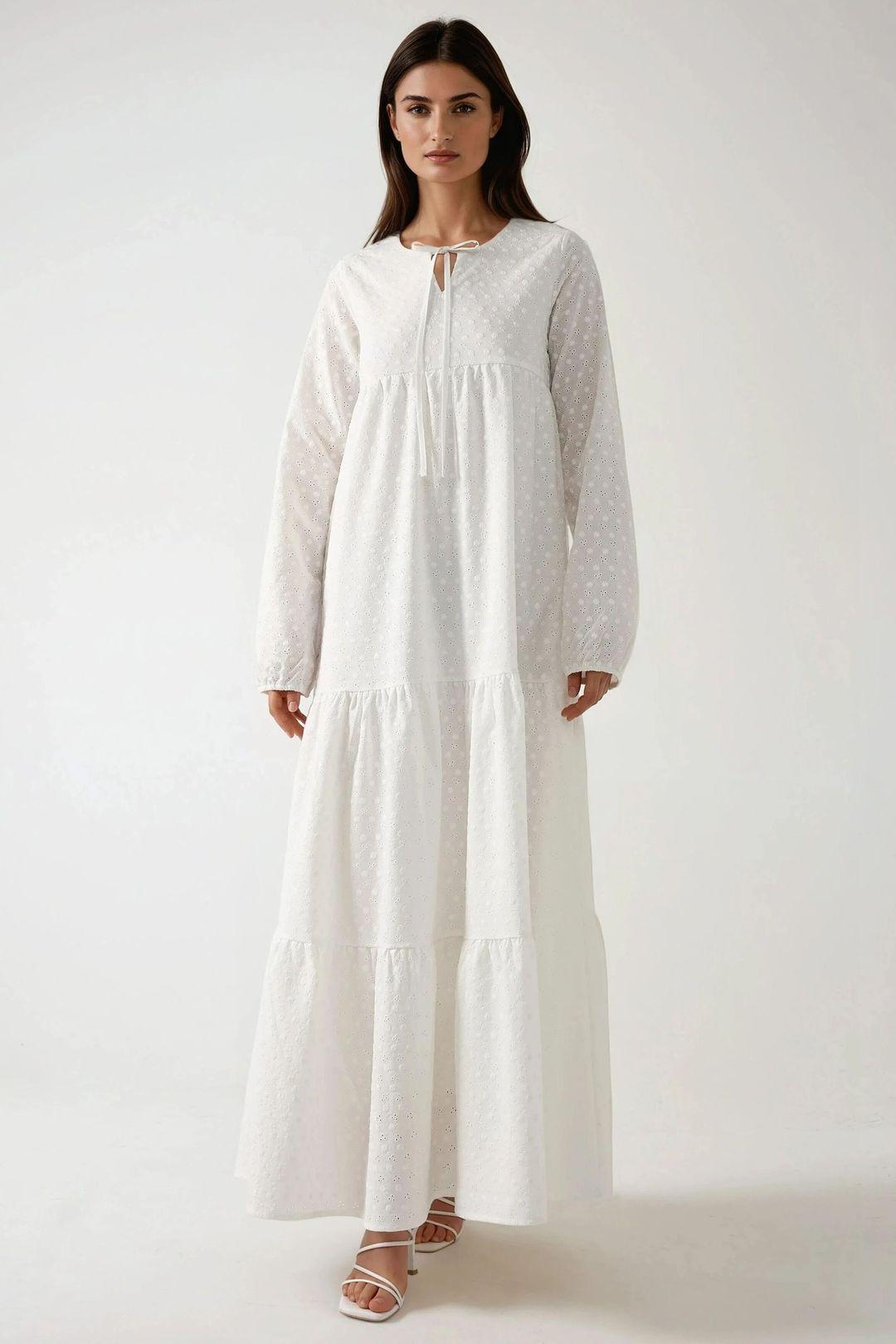 Textured Maxi Dress with Crew Neck by HICCUP