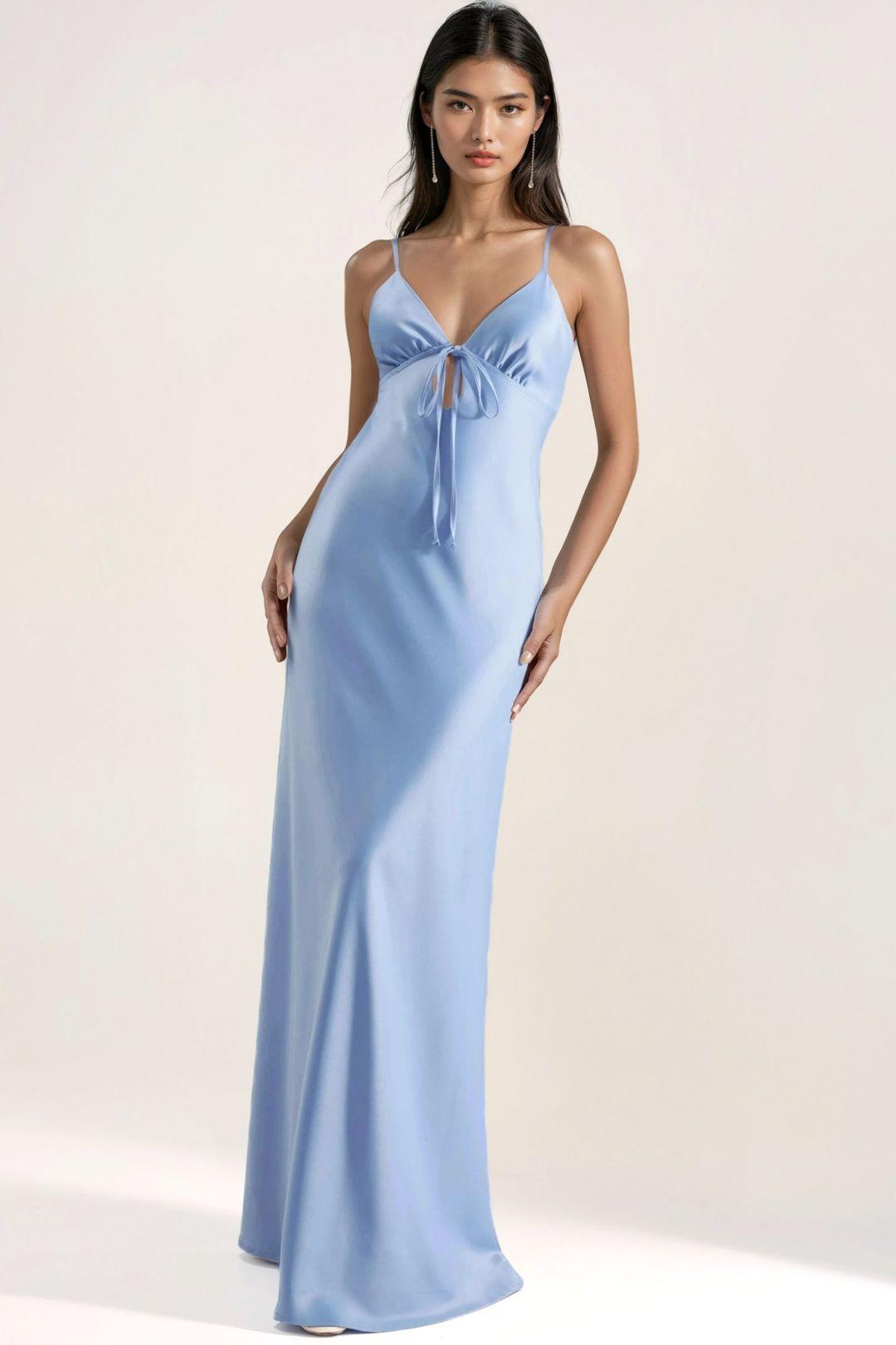 Tie-Front Cut-Out Detail Satin Maxi Dress by HICCUP