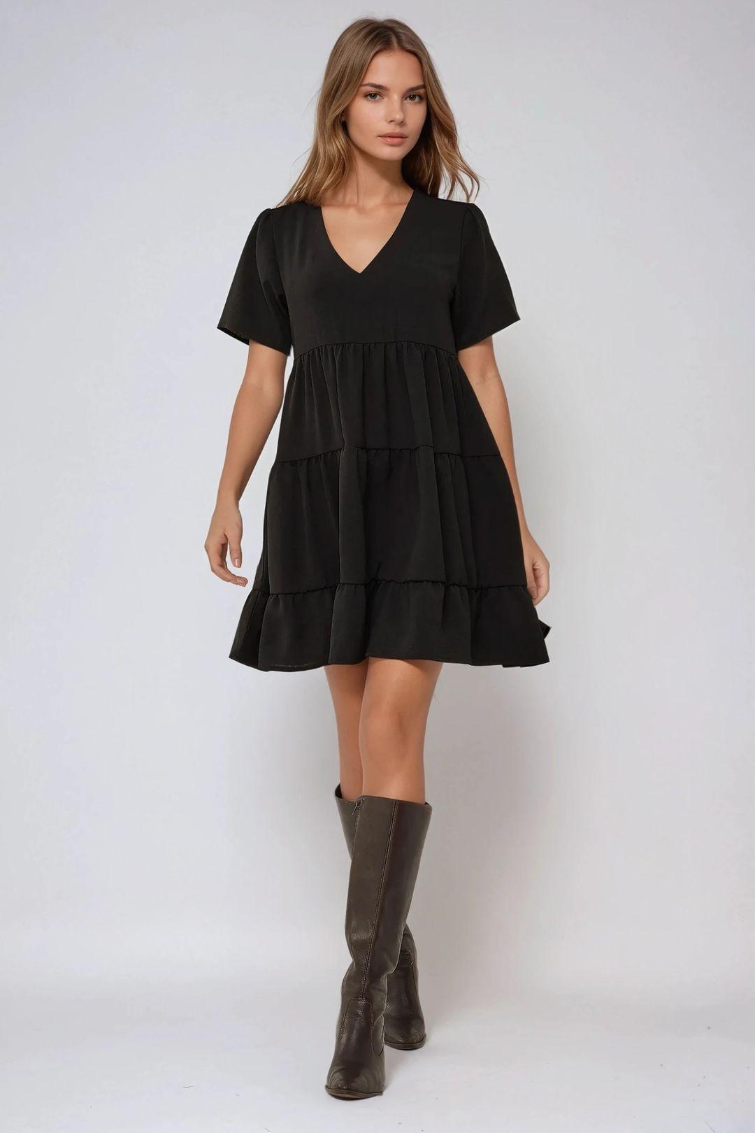 V-Neck A-Form Mini Dress by HICCUP