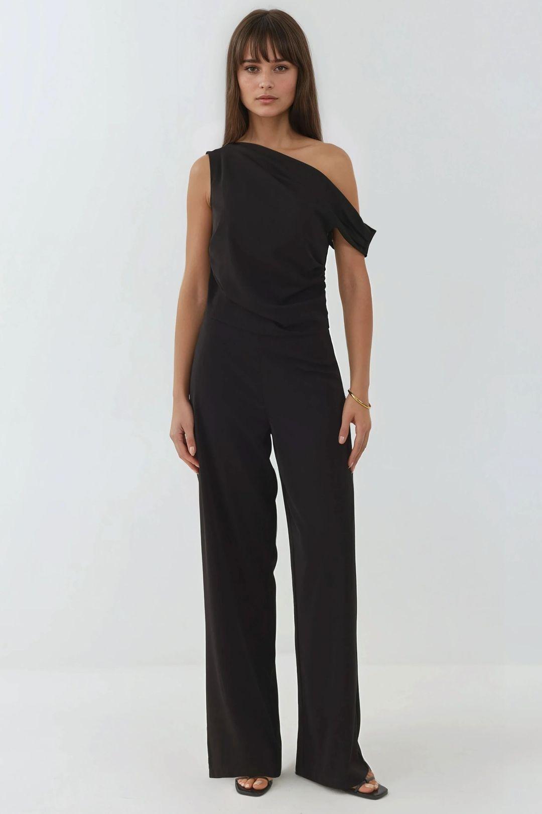 Wide Leg Asymmetrical Collar Jumpsuit by HICCUP