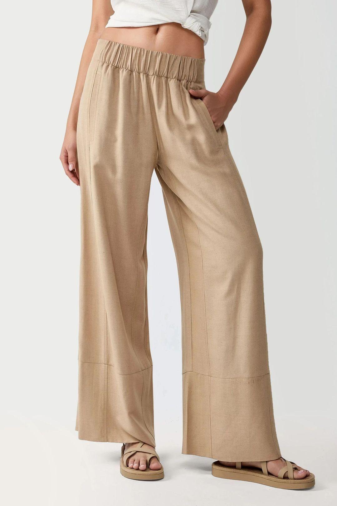 Wide Leg Elastic Waist Pants by HICCUP