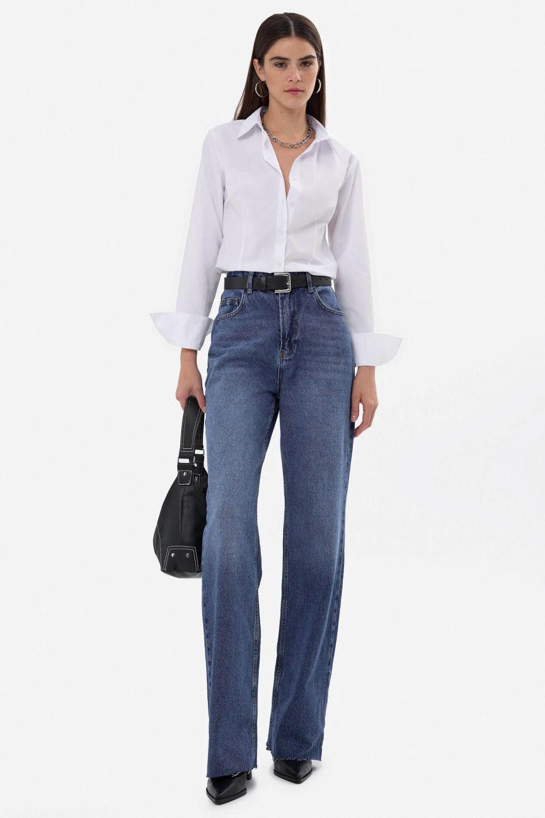 Wide-Leg High-Waist Denim Jeans by HICCUP