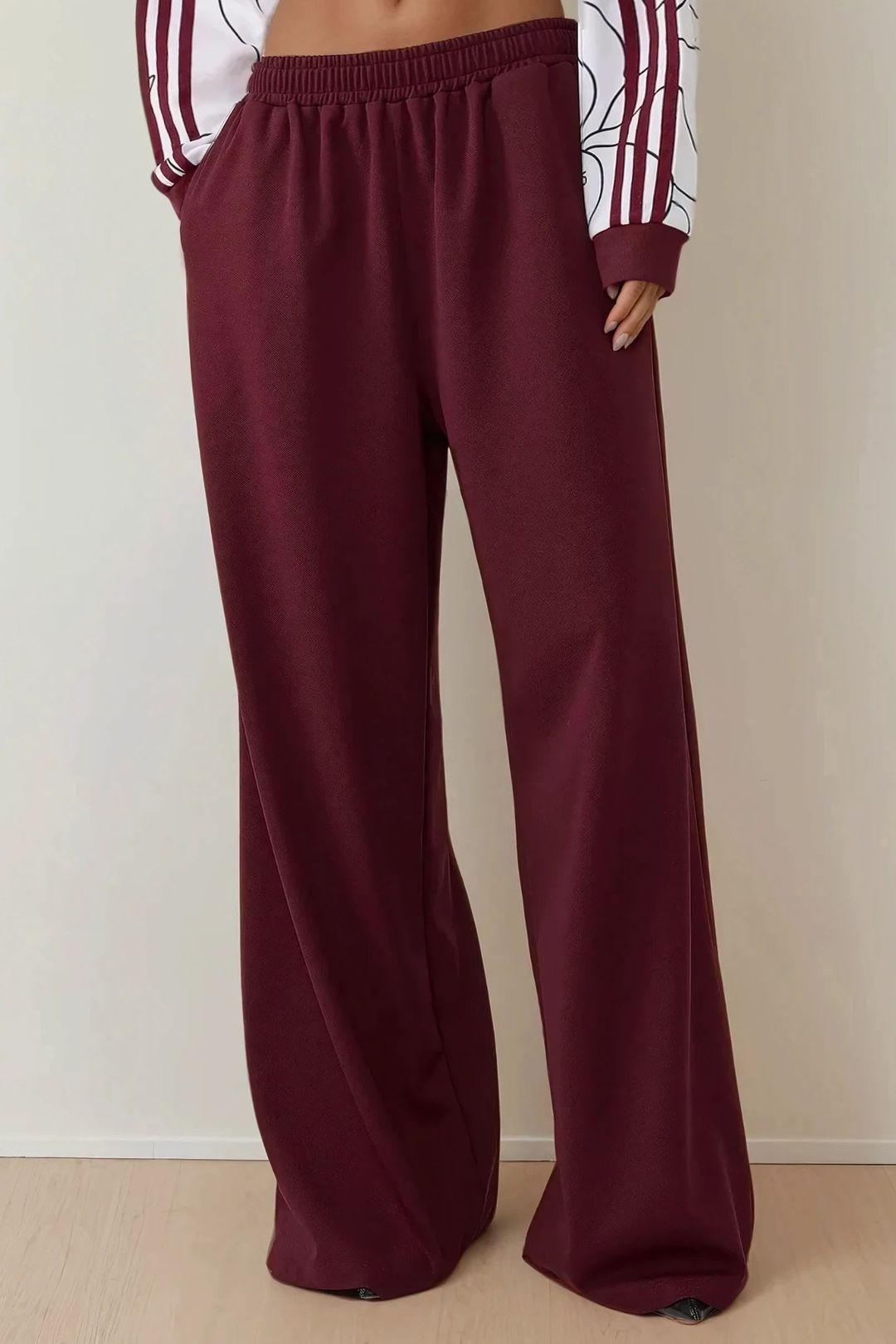 Wide Leg Jersey Pants with Elastic Waist by HICCUP