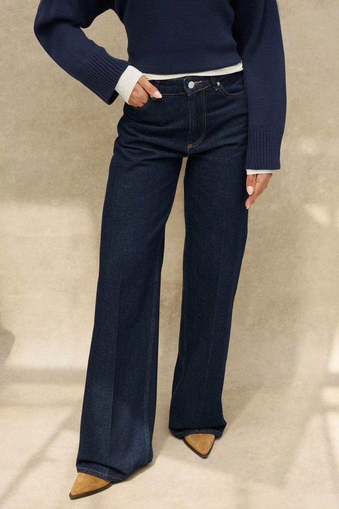 Wide Leg Raw Denim Jeans by HICCUP