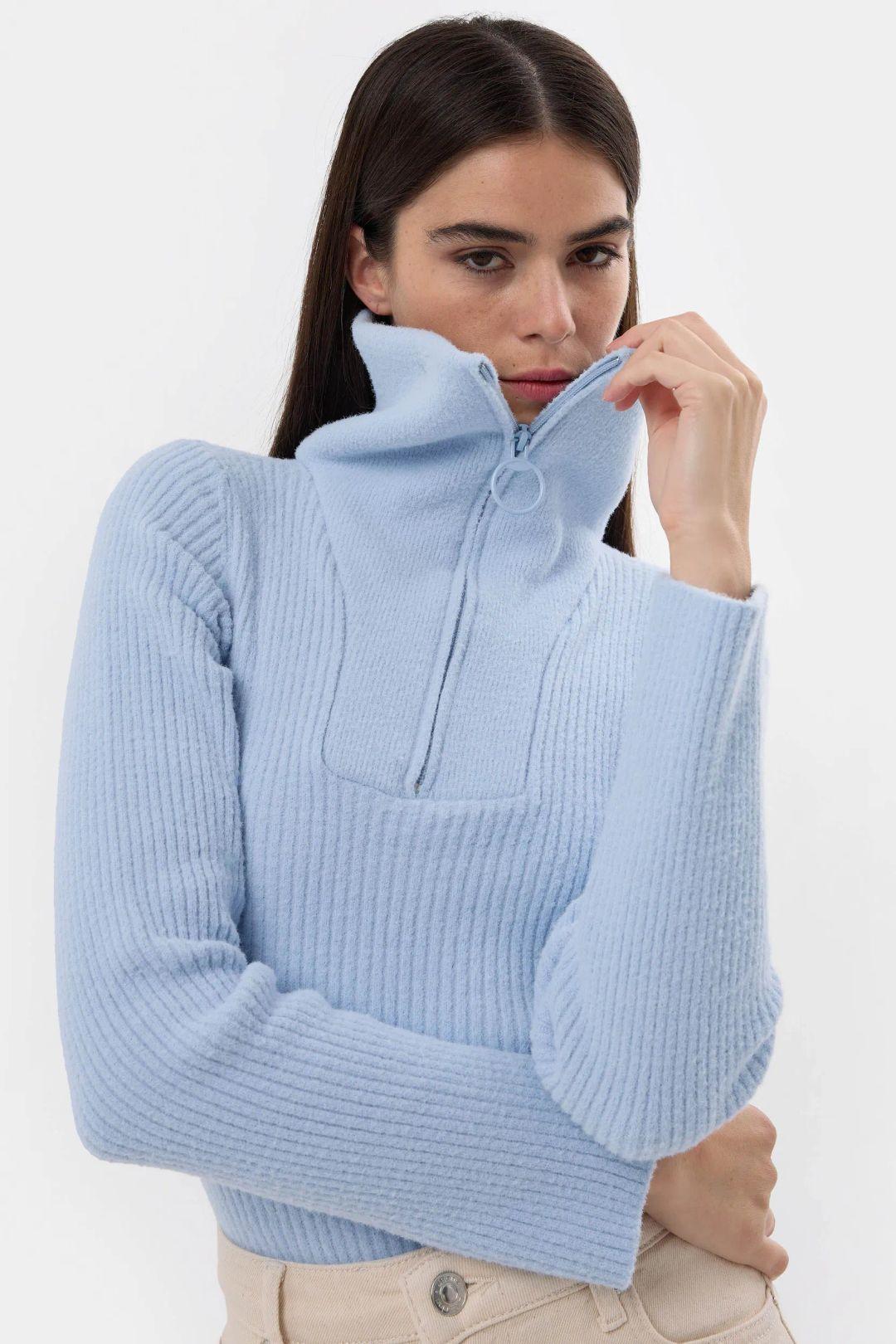 Zippered Knitted Sweater by HICCUP