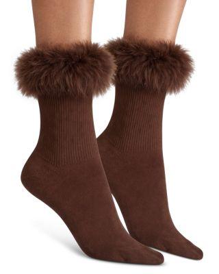Frou Frou Faux Fur Trim Socks by HIGH HEEL JUNGLE