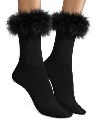 Frou Frou Faux Fur Trim Socks by HIGH HEEL JUNGLE
