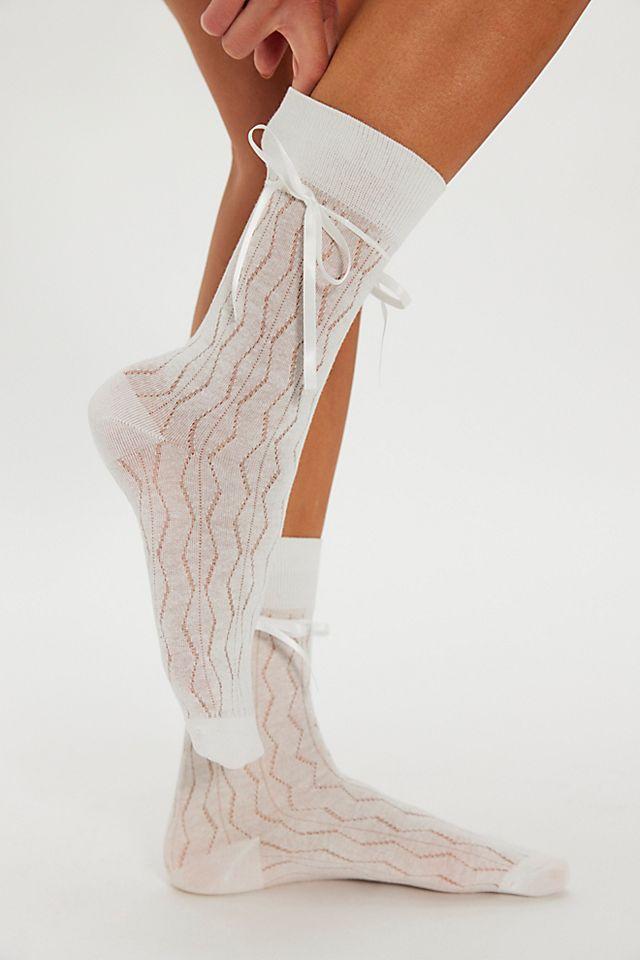 Bella Satin Bow Socks by HIGH HEEL JUNGLE | FREE PEOPLE