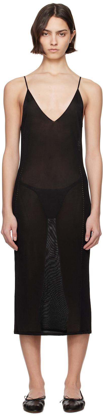 Black Slinky Gabe Midi Dress by HIGH SPORT