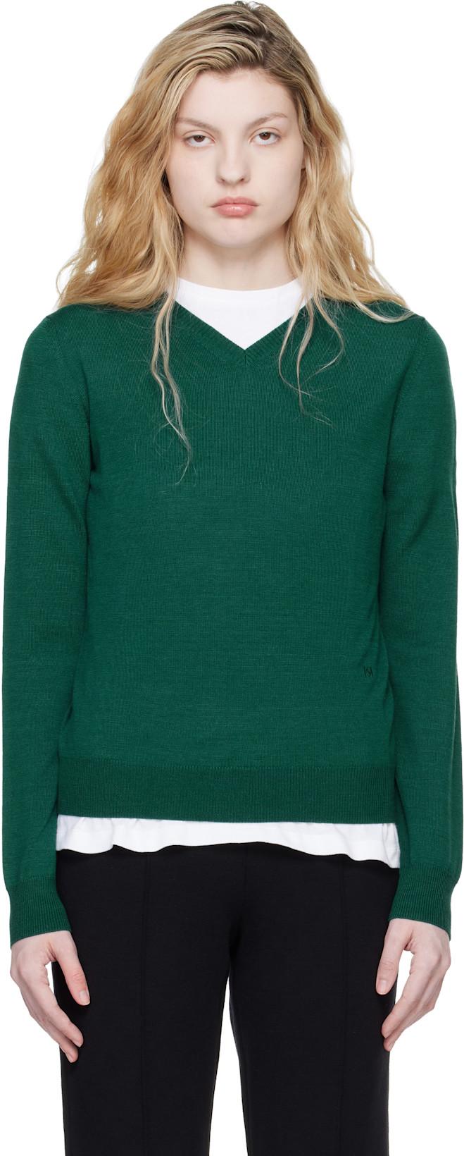 Green Billie Vneck Sweater by HIGH SPORT