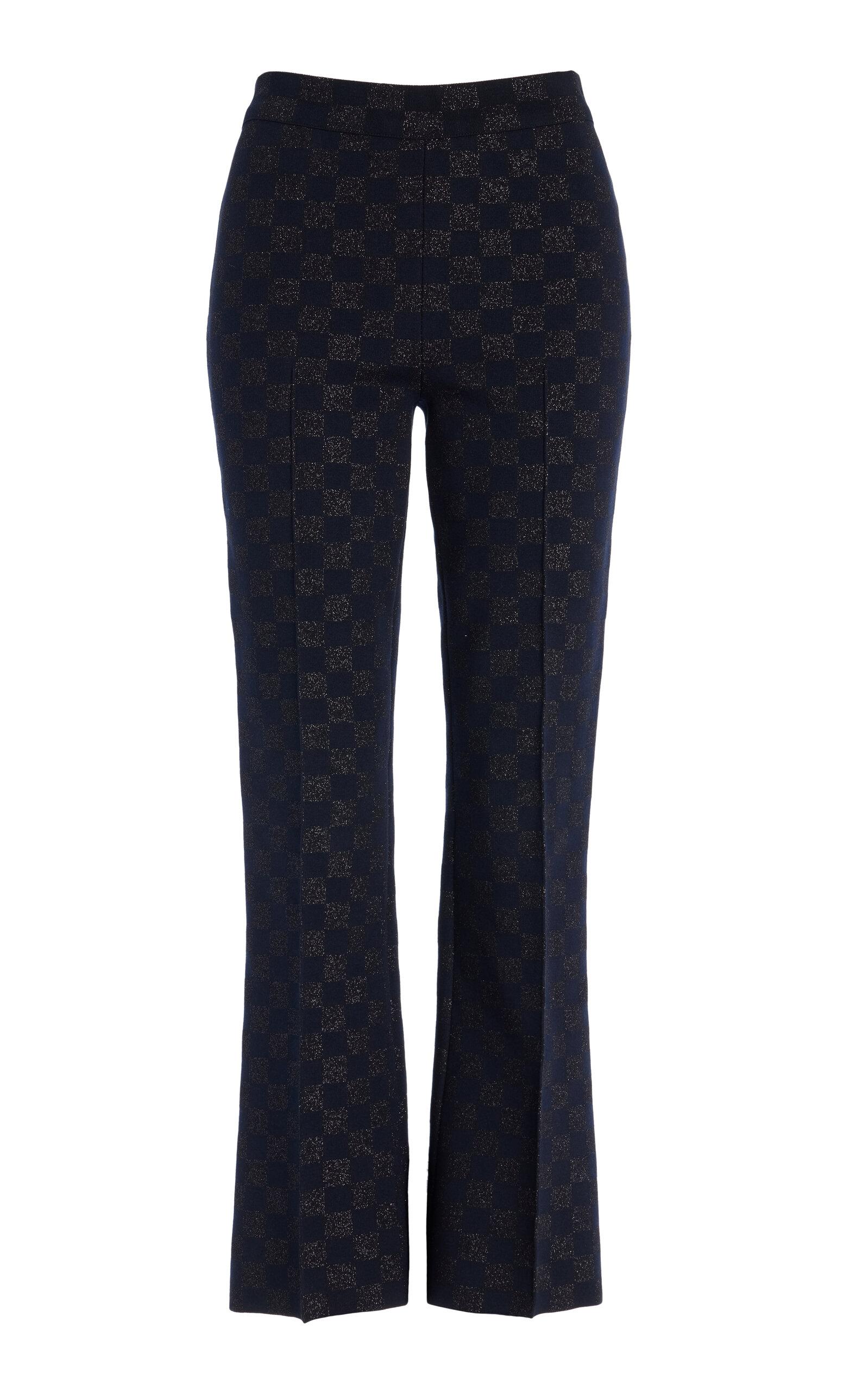High Sport Exclusive Kick Checked Stretch-Cotton Knit Cropped Flared Pants - Moda Operandi by HIGH SPORT