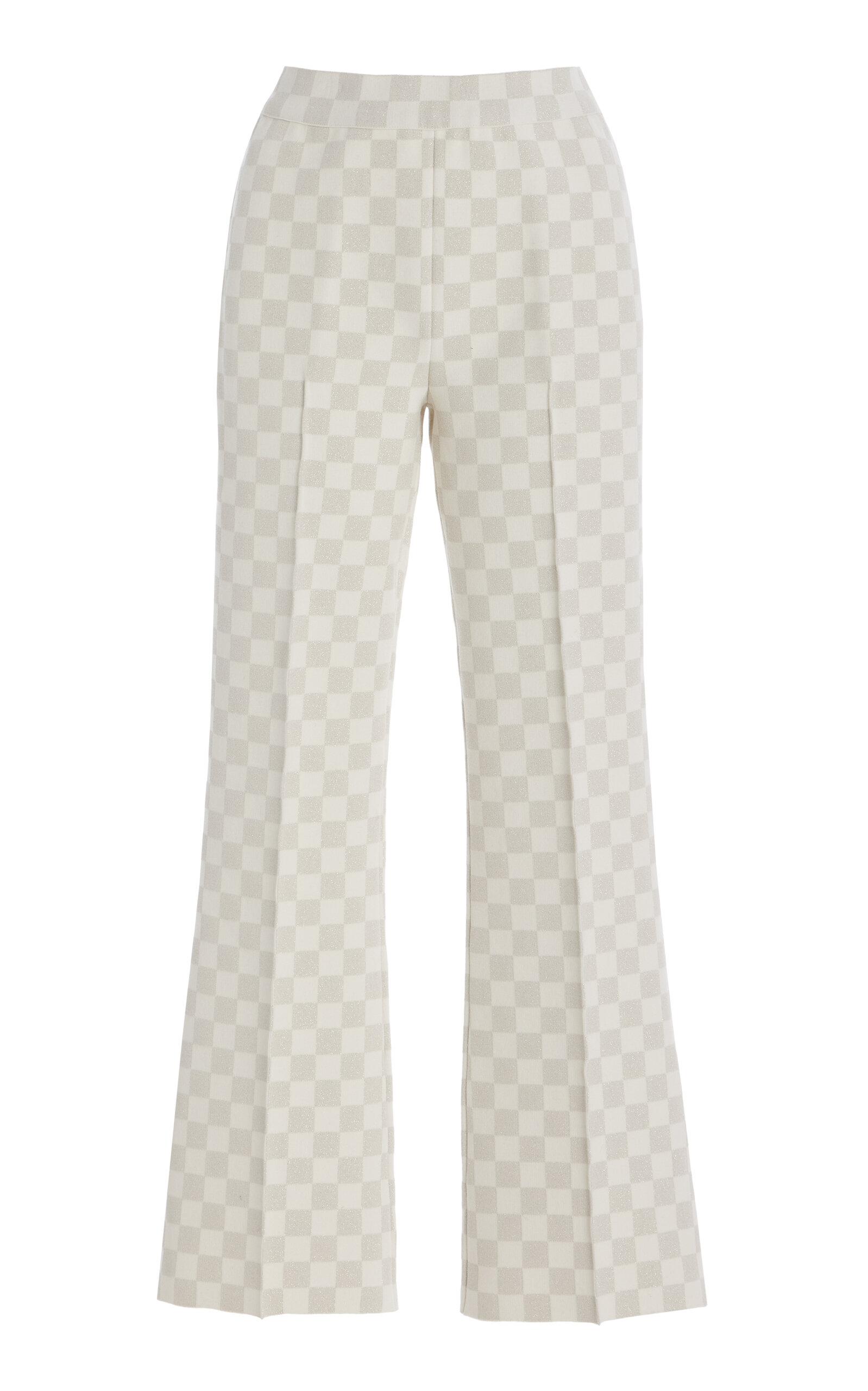 High Sport Exclusive Kick Checked Stretch-Cotton Knit Cropped Flared Pants - Moda Operandi by HIGH SPORT