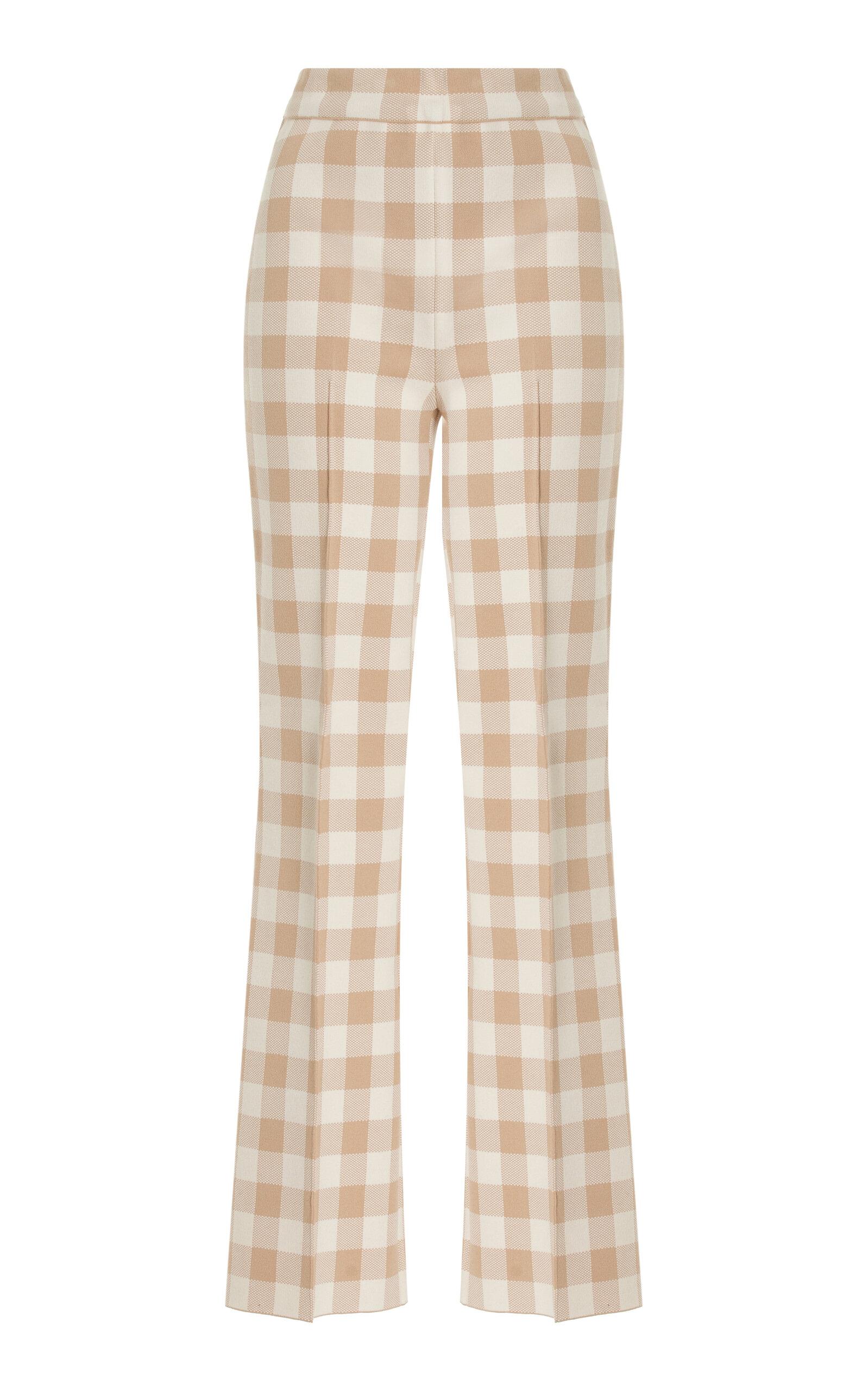 High Sport Kick Gingham Stretch-Cotton Knit Cropped Flared Pants - Moda Operandi by HIGH SPORT