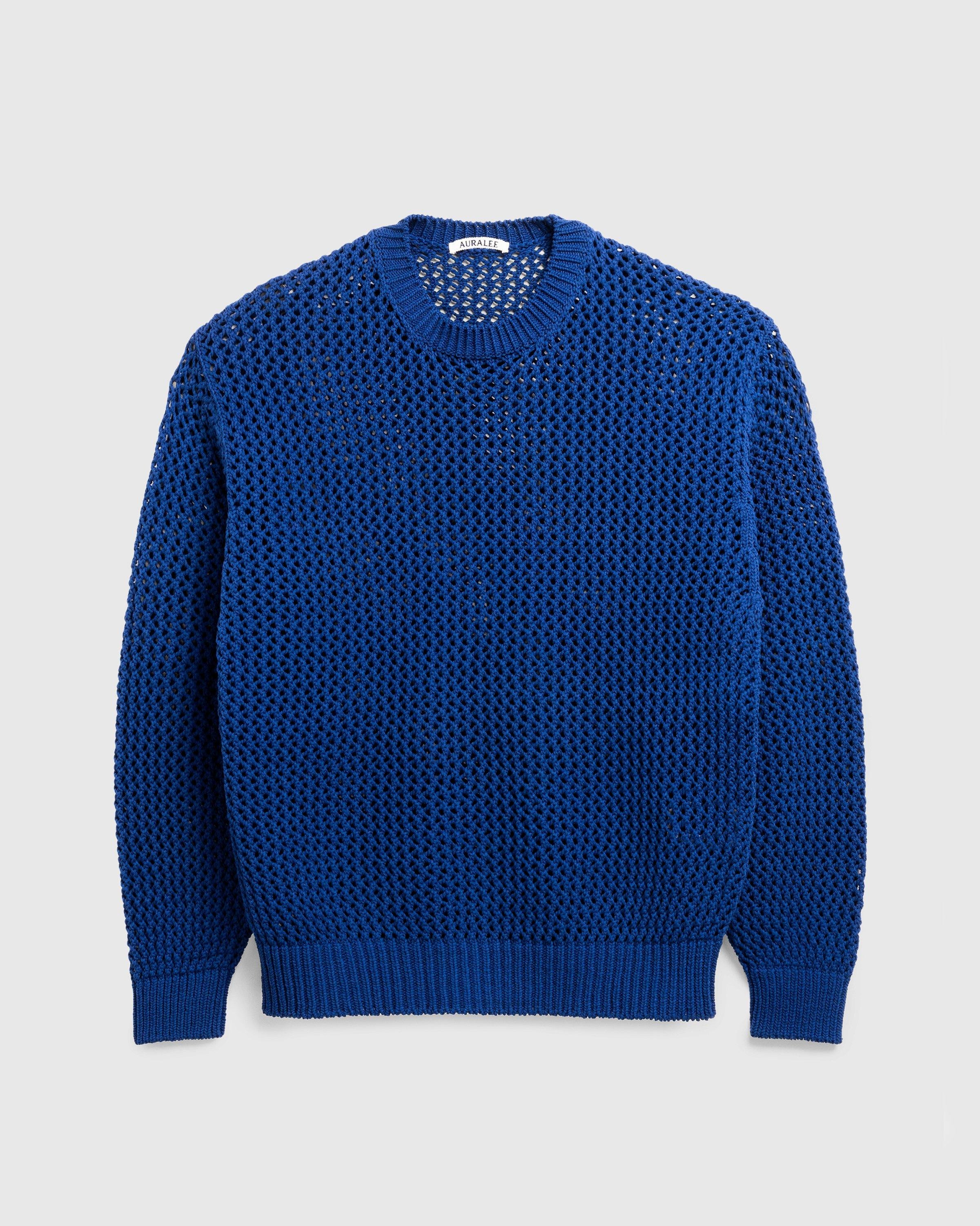 AuraleeCotton Lily-Yarn Mesh Knit Pullover Blue by HIGHSNOBIETY