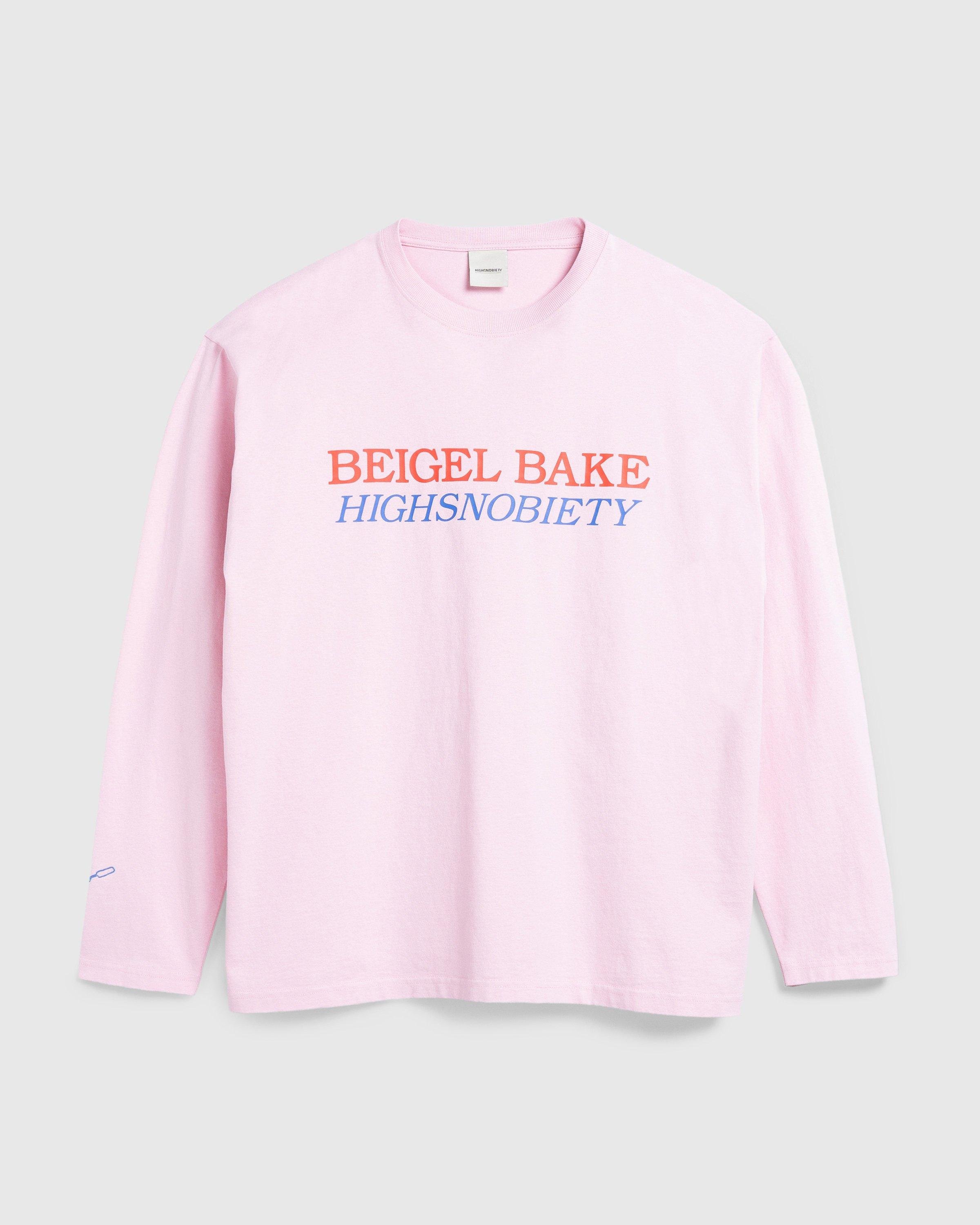 Beigel Bake x HighsnobietyLong-Sleeve Logo Tee Pink by HIGHSNOBIETY