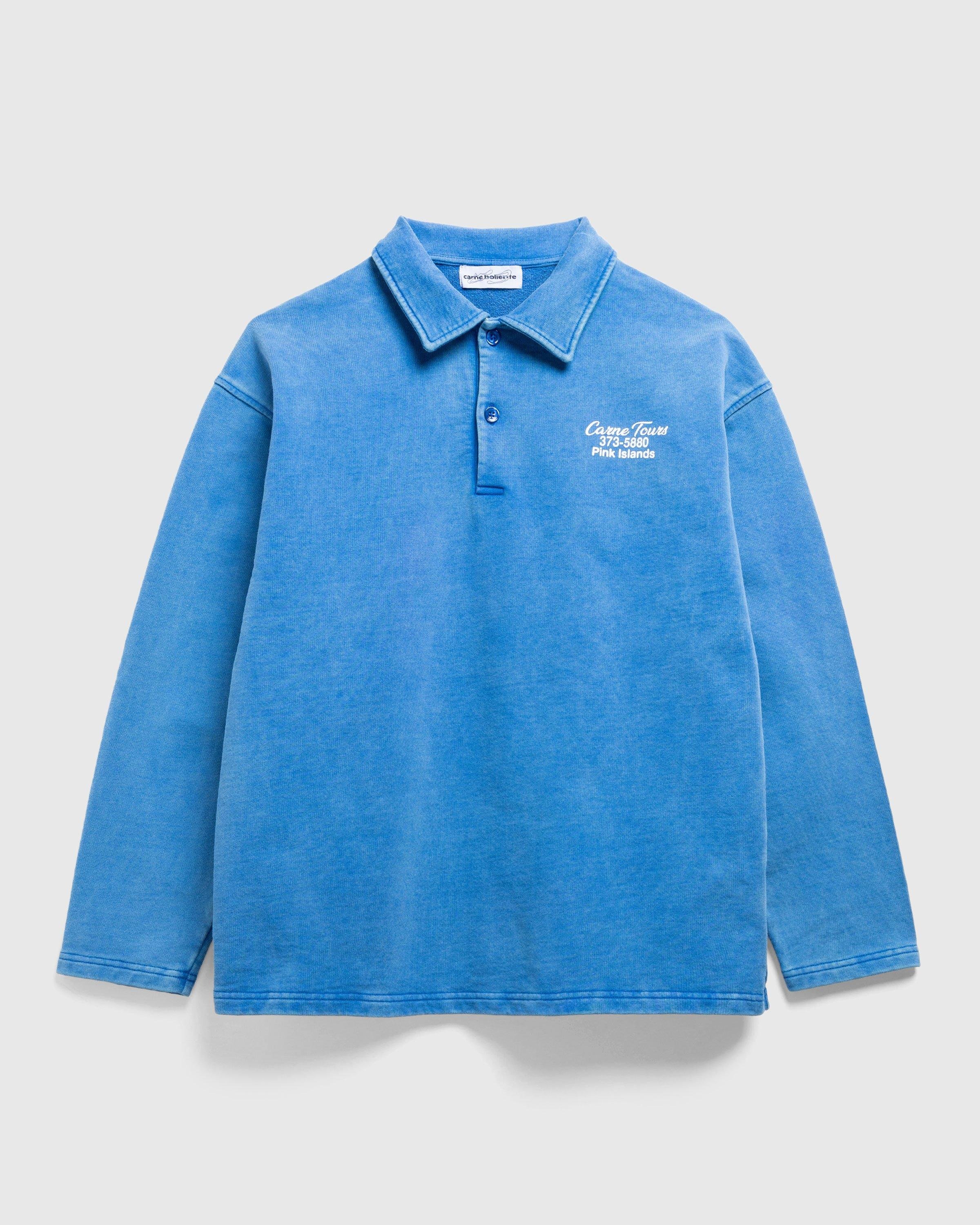 Carne BollenteCarne Tours Long-Sleeve Polo Washed Blue by HIGHSNOBIETY