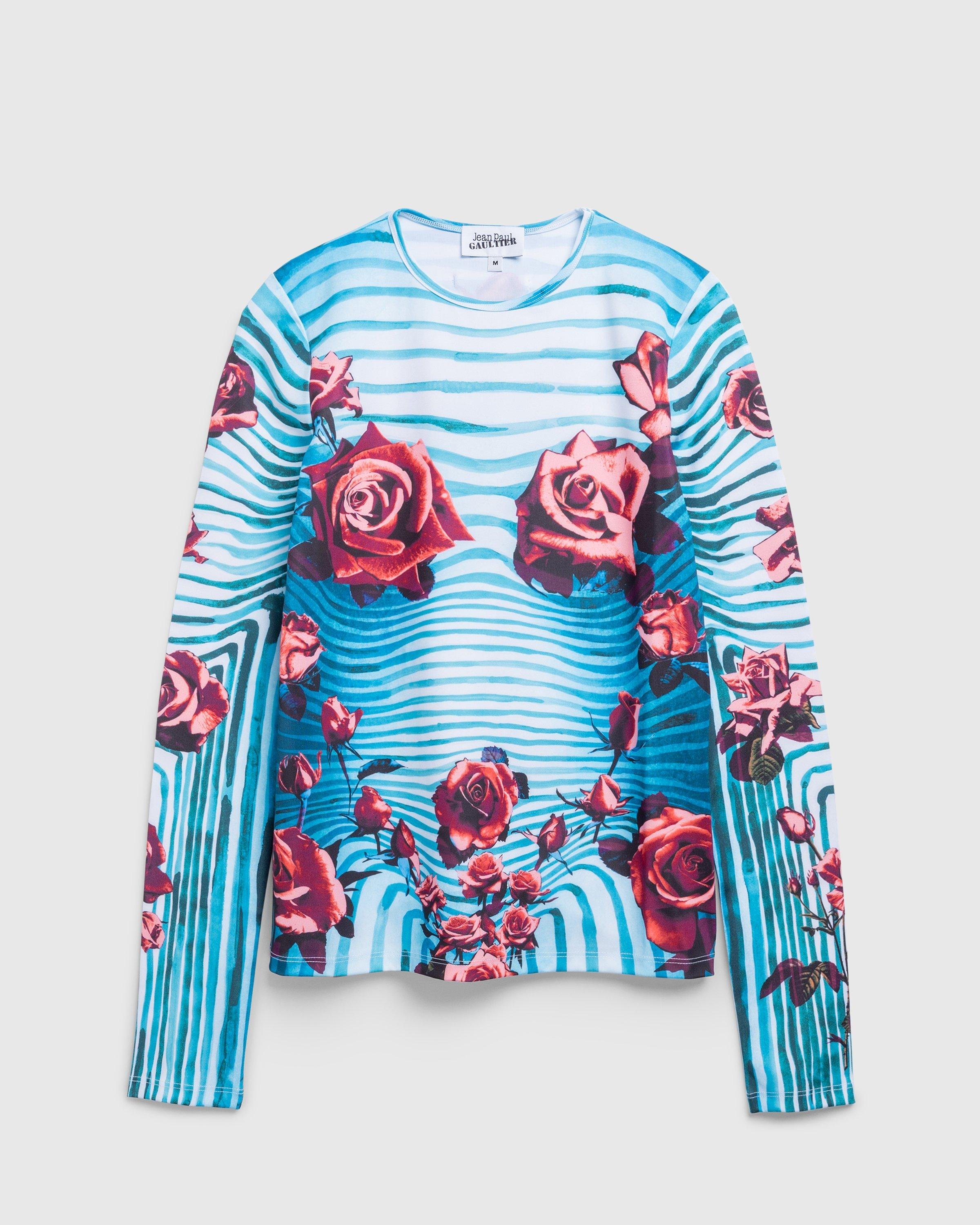 Jean Paul GaultierJersey Long-Sleeve Top Printed Flower Body Morphing Blue/Red/White by HIGHSNOBIETY