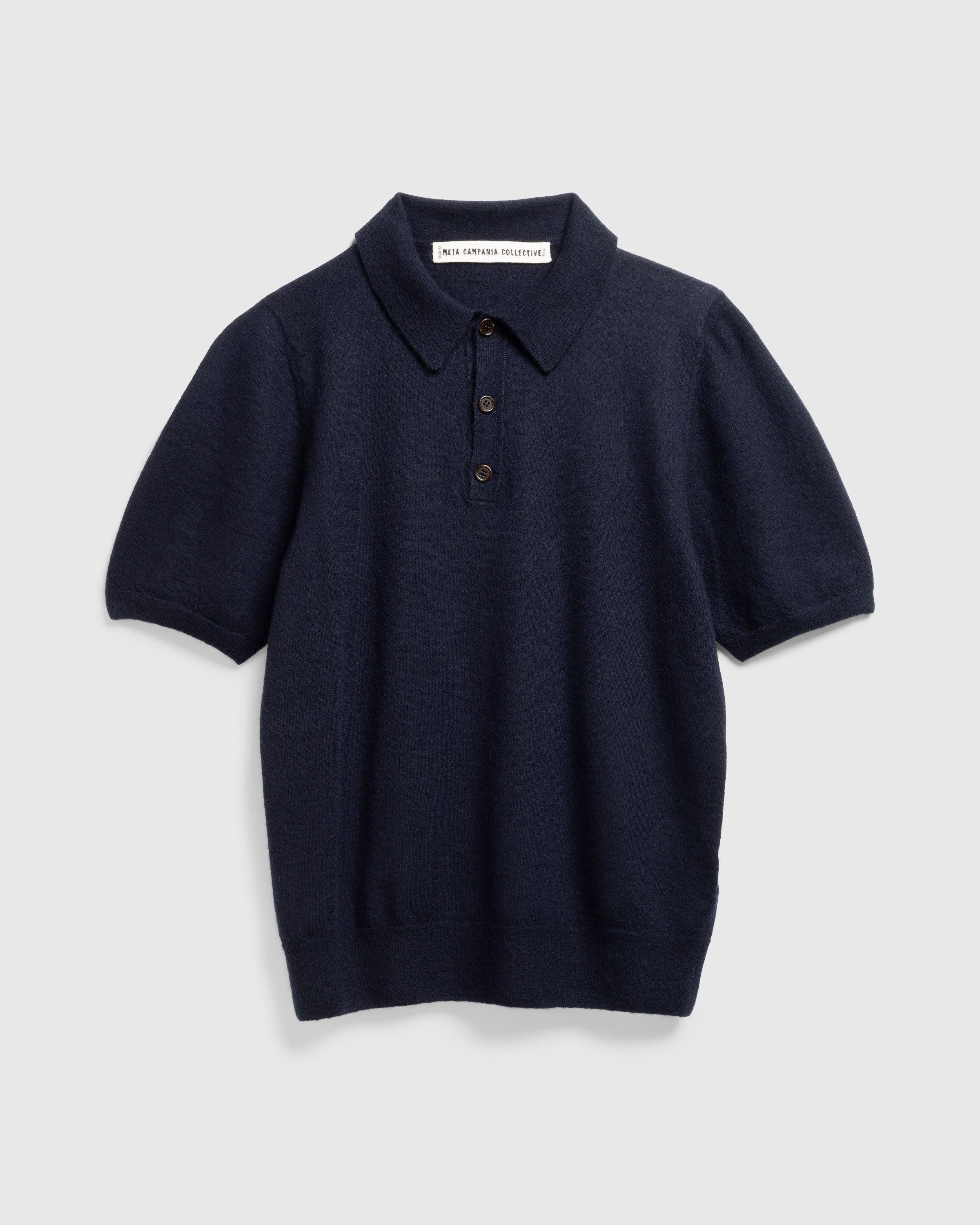 Meta Campania CollectiveJoel Felted Cashmere Polo Midnight Blue by HIGHSNOBIETY