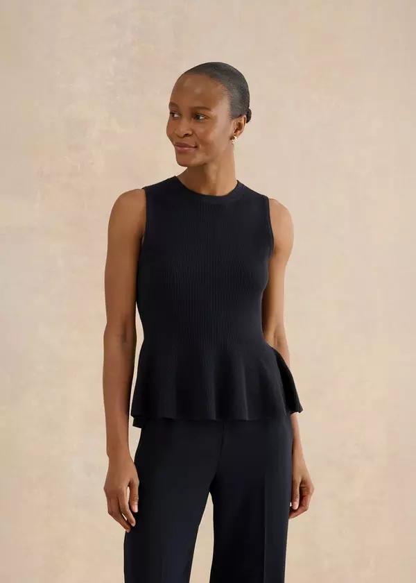 Bowes Ribbed Knitted Peplum Top by HOBBS