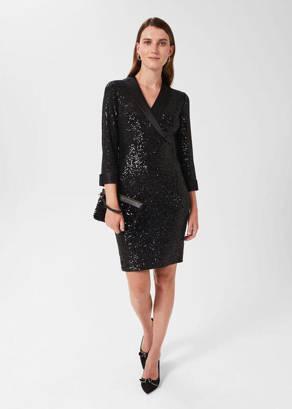 Carys Sequin Tux Dress by HOBBS
