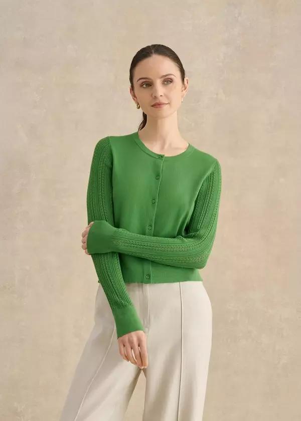Dianna Pointelle Sleeve Cardigan by HOBBS
