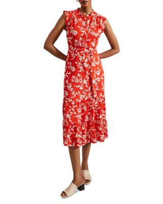 Elsa Ruffled Midi Dress by HOBBS LONDON