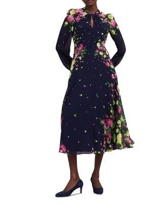 Eva Floral Print Silk Midi Dress by HOBBS LONDON