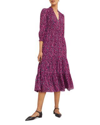 Freda Printed Tiered Midi Dress by HOBBS LONDON