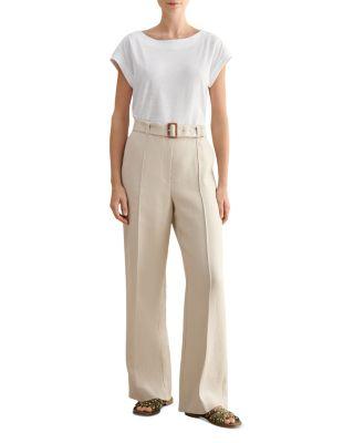 Petite Zainah Wide Leg Linen Trousers by HOBBS LONDON