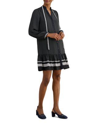 Valerie Contrast Print Tie Neck Dress by HOBBS LONDON