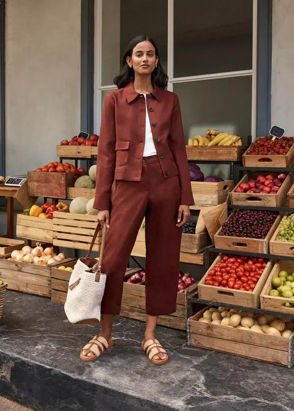 Lillie Linen Cropped Trousers by HOBBS