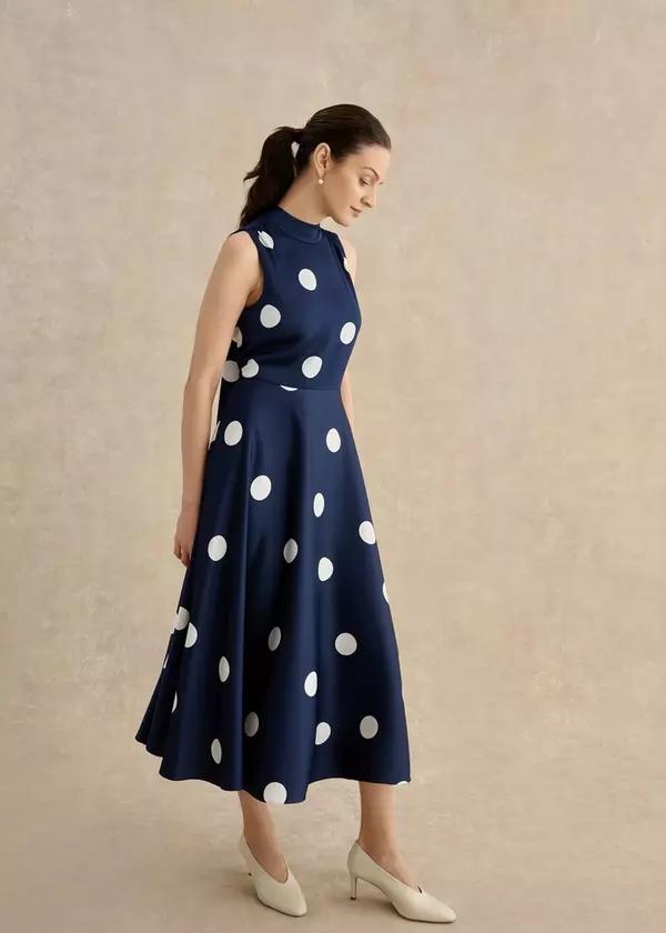 Mia Satin Spot Dress by HOBBS