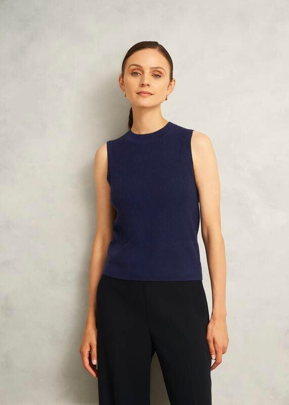 Navy Yasmin Merino Wool Knitted Tank Top by HOBBS