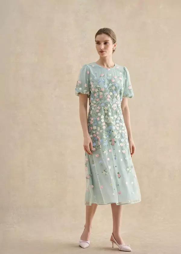 Petite Audra Embroidered Dress by HOBBS