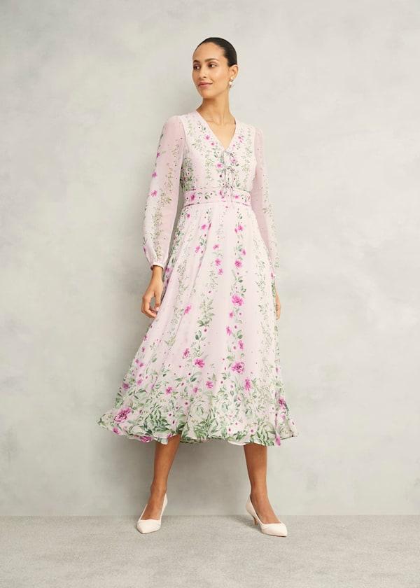 Petite Fay Silk Bow Detail Dress by HOBBS