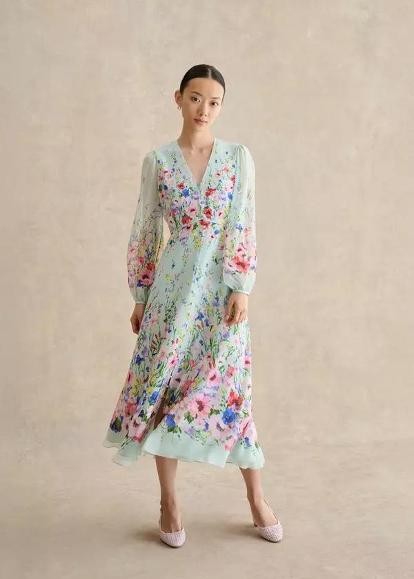 Petite Monica Silk Floral Dress by HOBBS