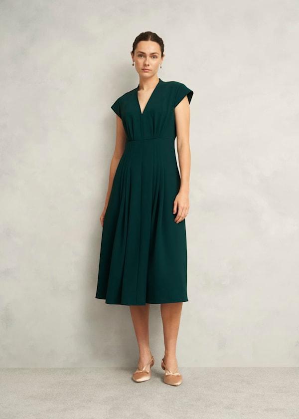 Sophie V Neck Pintuck Dress by HOBBS Sophie V Neck Pintuck Dress by HOBBS