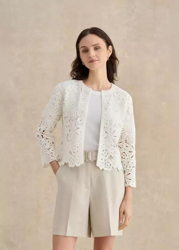 Syon Cotton Crochet Knitted Jacket by HOBBS
