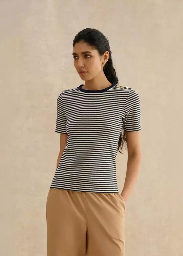 Tamsin Sparkle Cotton Blend T-Shirt by HOBBS