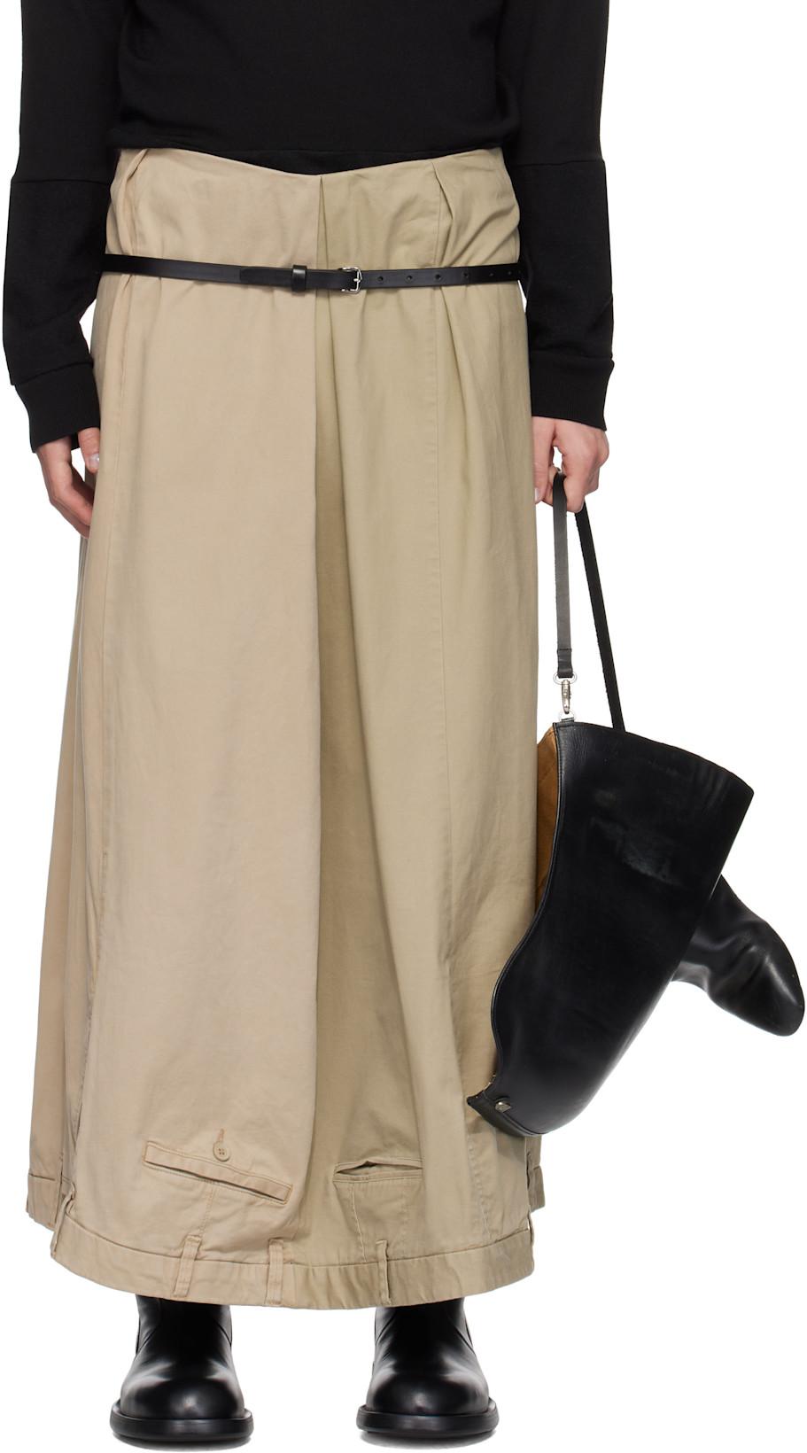 Beige Upside Down Maxi Skirt by HODAKOVA