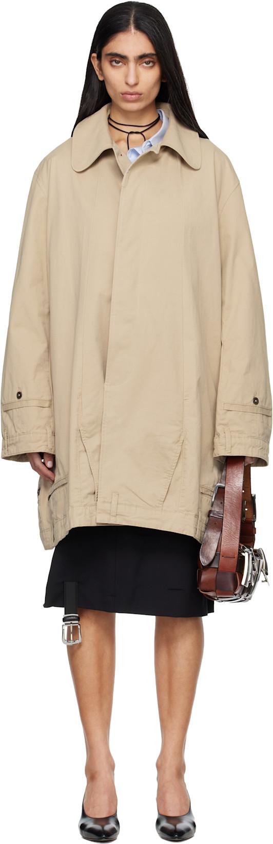 Beige Upside Down Trench Coat by HODAKOVA