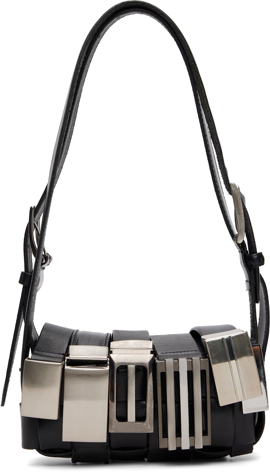 Black Buckle Baguette Bag by HODAKOVA