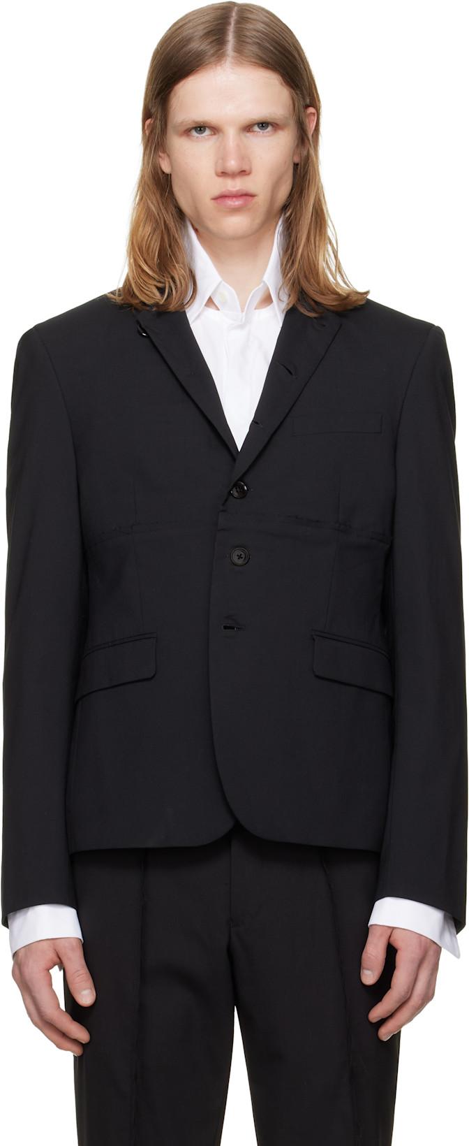 Black Double Button Blazer by HODAKOVA