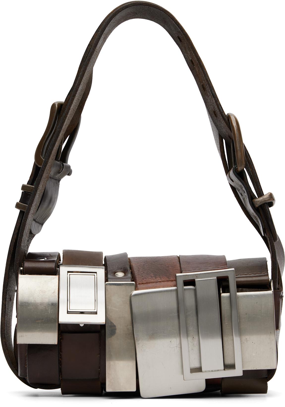 Brown Buckle Baguette Bag by HODAKOVA