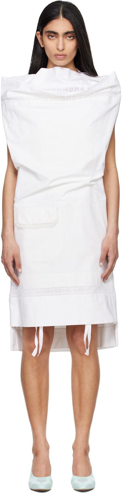 White Open Pillow Case Midi Dress by HODAKOVA