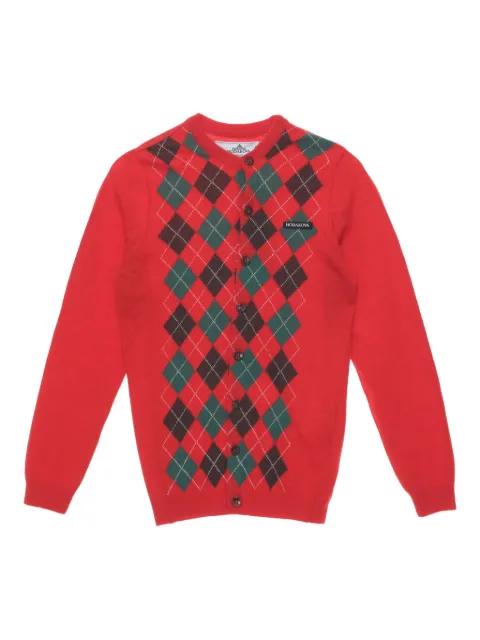 argyle-knit wool cardigan by HODAKOVA