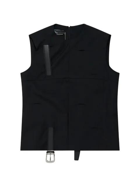 belt-detail sleeveless top by HODAKOVA