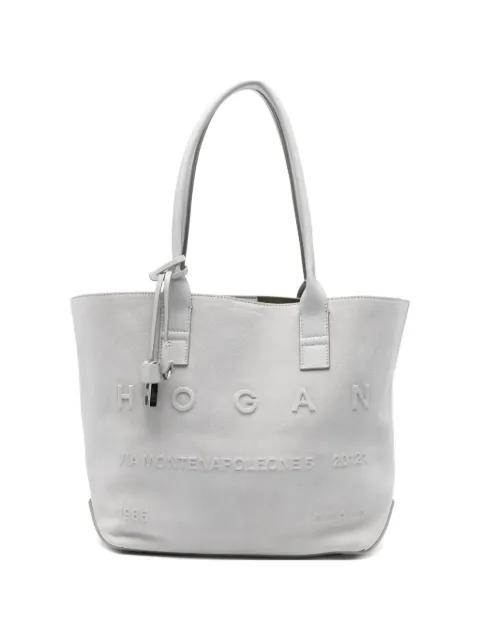 Address embossed lettering tote bag by HOGAN